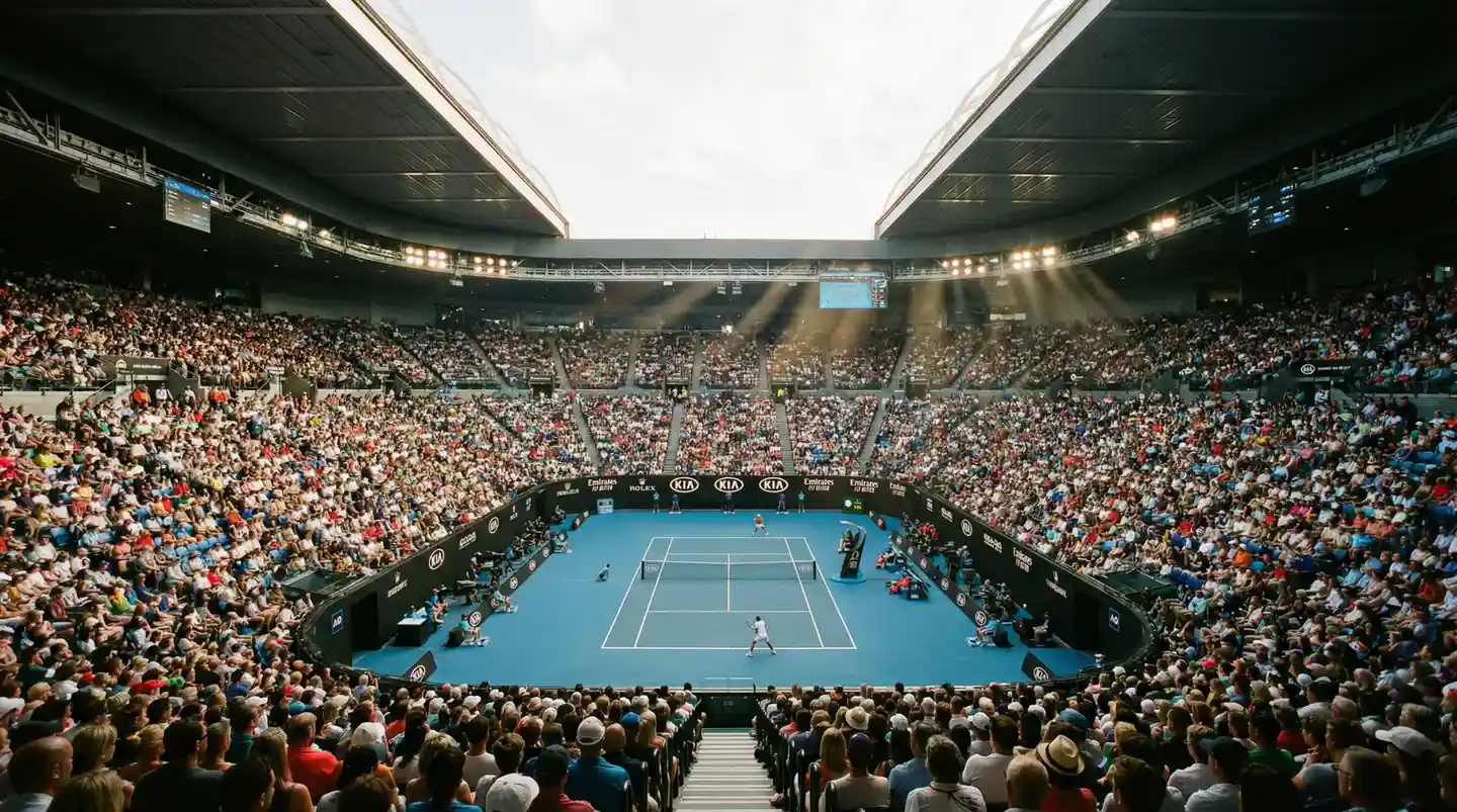 Apuestas de tenis en Grand Slam: estadio lleno durante un partido de un Major