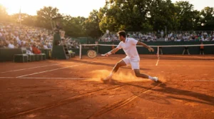Apuestas de tenis en tierra batida: pista de arcilla roja durante un partido profesional